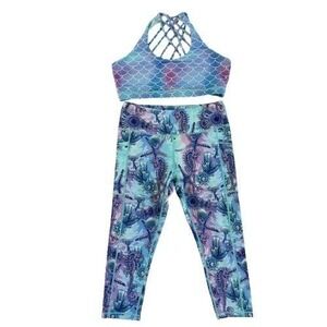 Constantly Varied Gear‎ Mermaid Scale Sports Bra Leggings Set Women's L Athletic